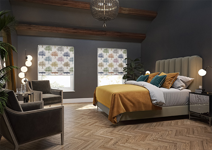 Vintage Tree Velvet, Multi - Twist&Fit Roman Blind - Image 6